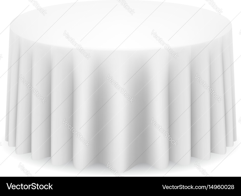 White Round Table with Linen Tablecloth Vector Image