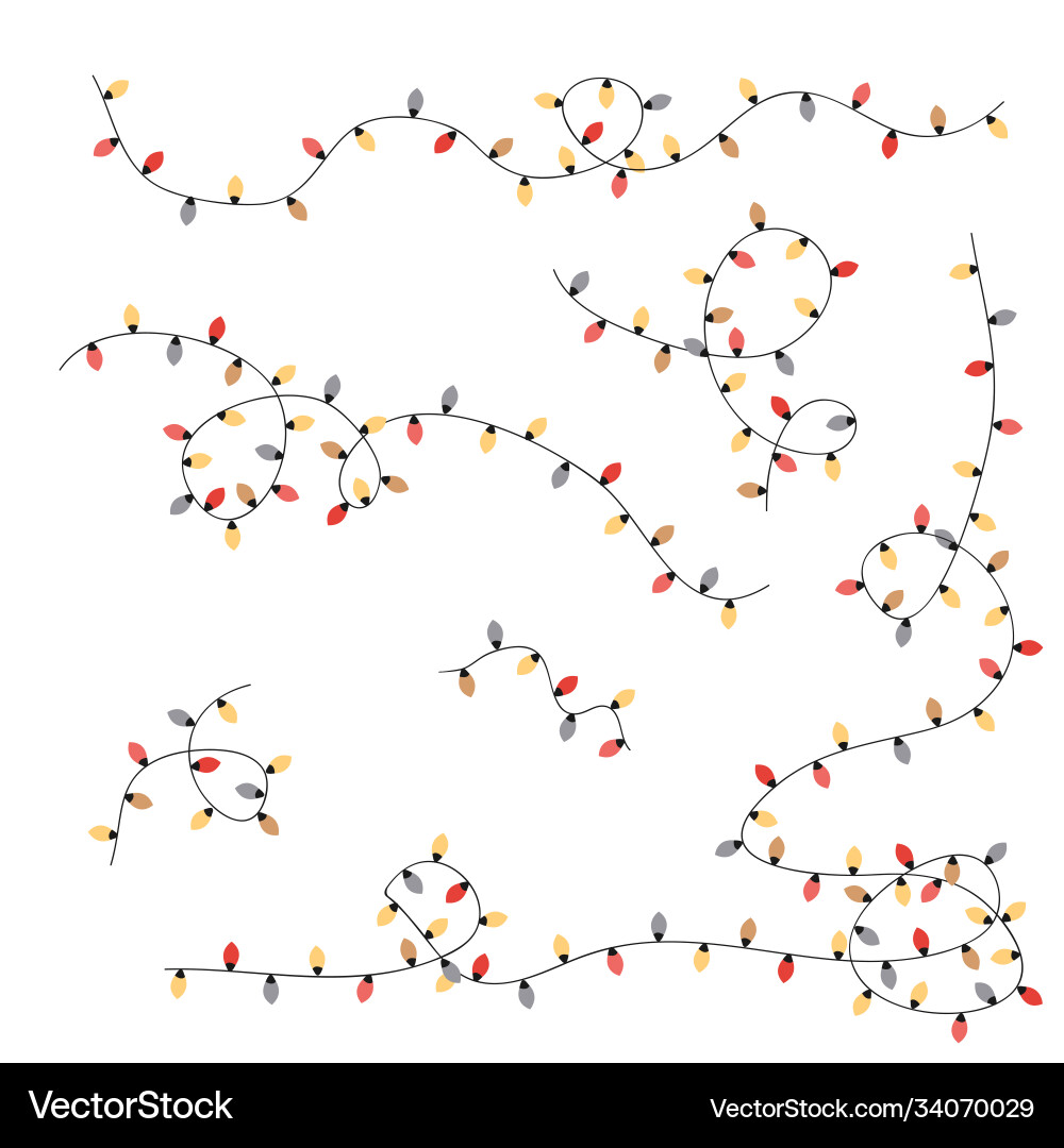 Christmas colorful lights string set in simple vector image