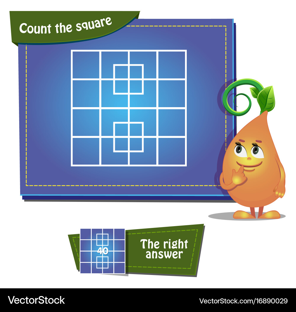 Counting Squares Puzzle Game vector image
