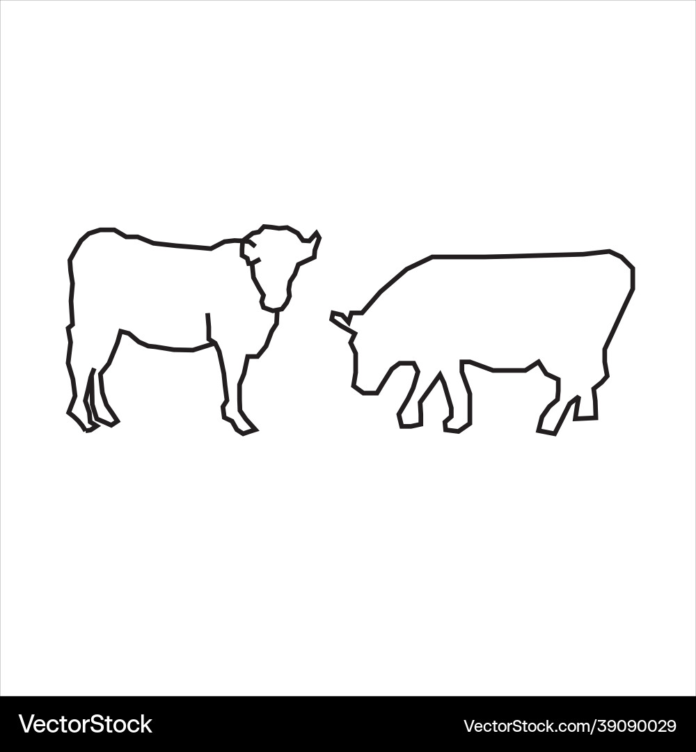 Design of sketch two cows Design of sketch two cows Vector Image