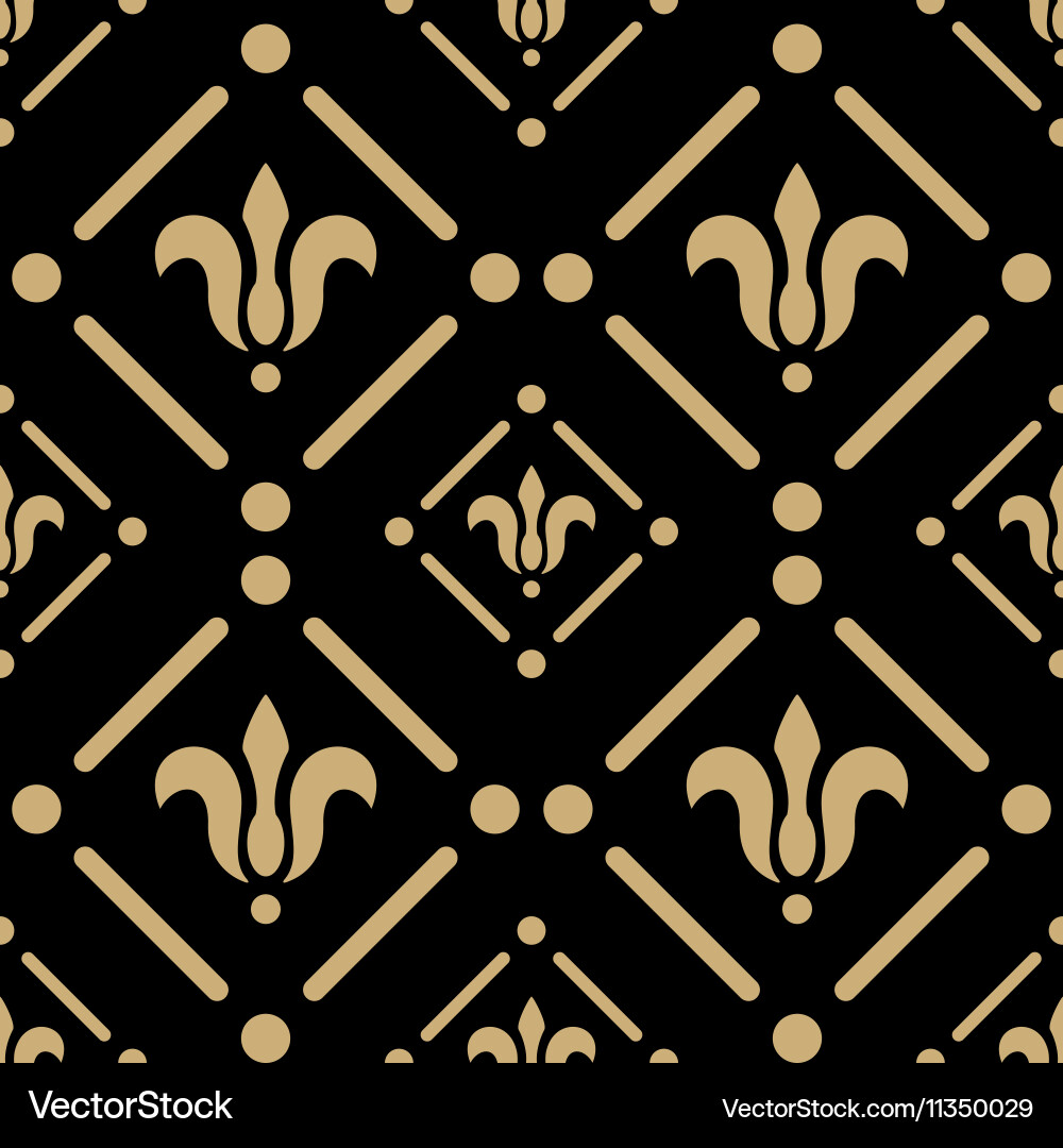 Golden pattern on dark damask background Vector Image