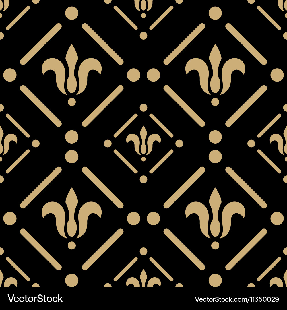 Golden pattern on dark damask background