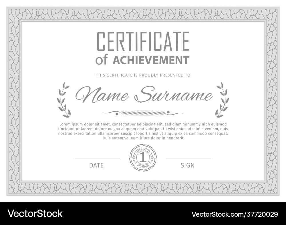 Grey pattern border certificate business simple vector image