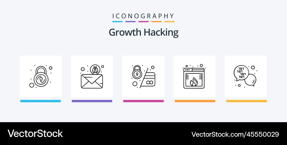 Hacking line 5 icon pack including lock security Vector Image