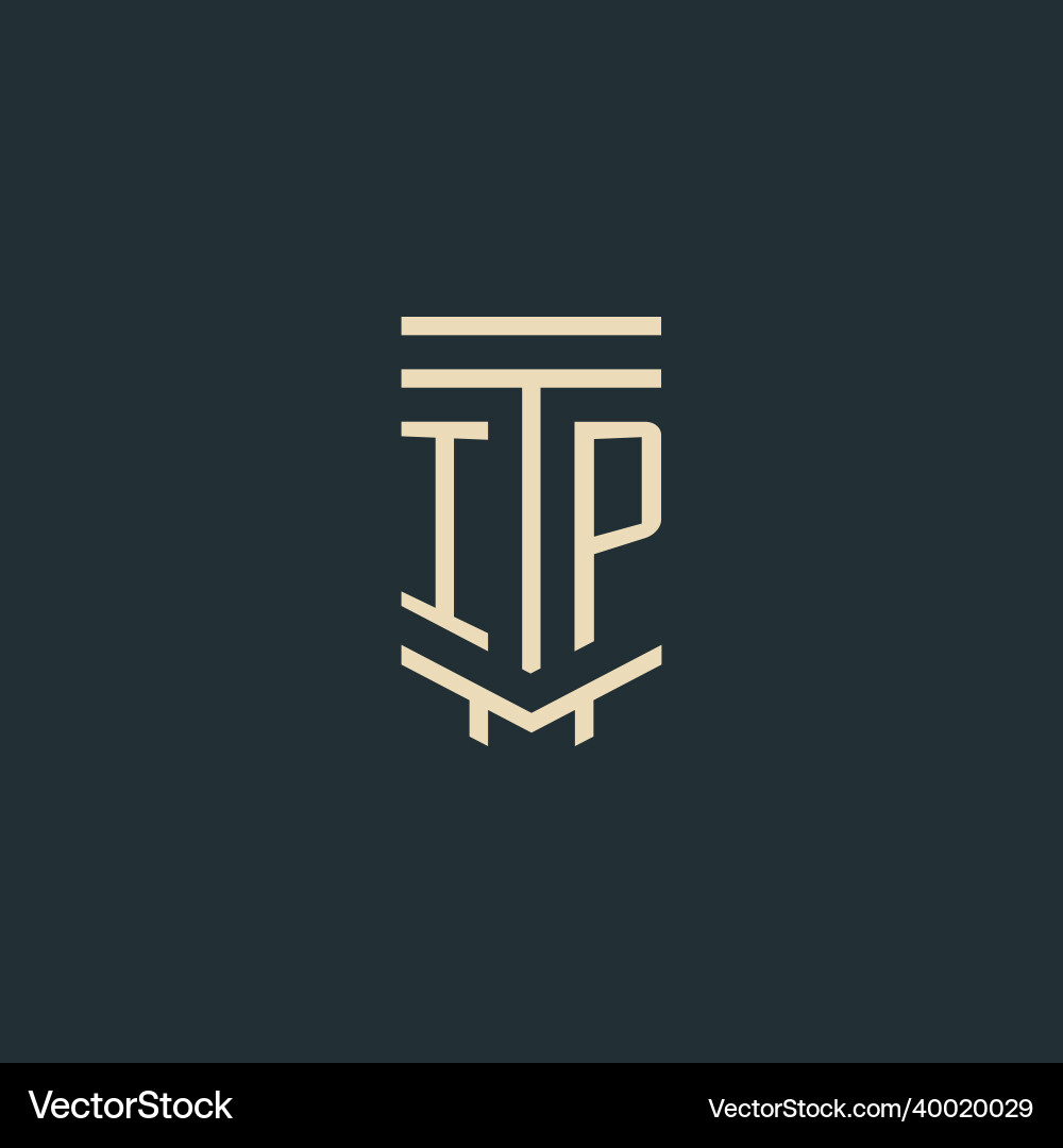 Ip initial monogram with simple line art pillar Vector Image