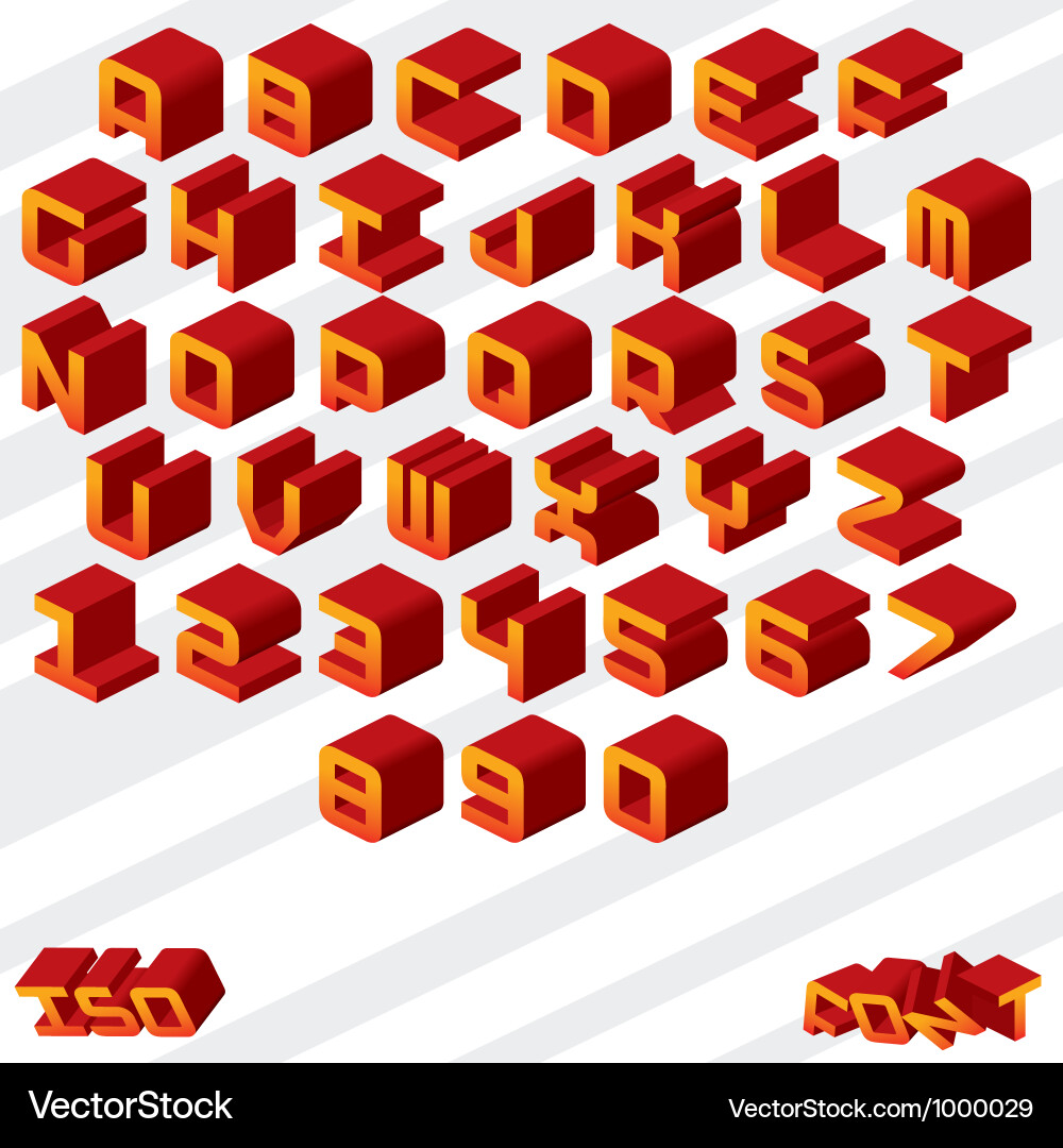 Isometric 3D Letter Blocks Royalty Free Vector Image