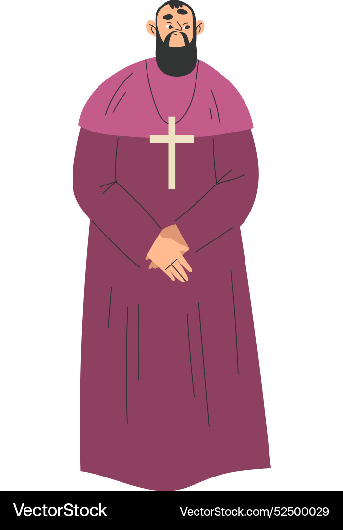 Medieval man priest character in standing pose Medieval man priest character in standing pose Vector Image