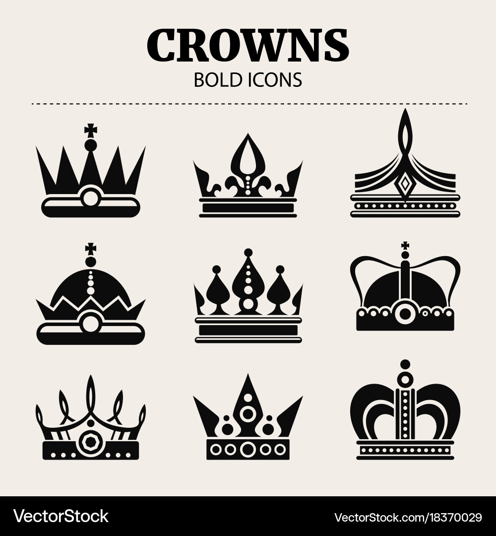 Monochrome Crown Set Vector Image