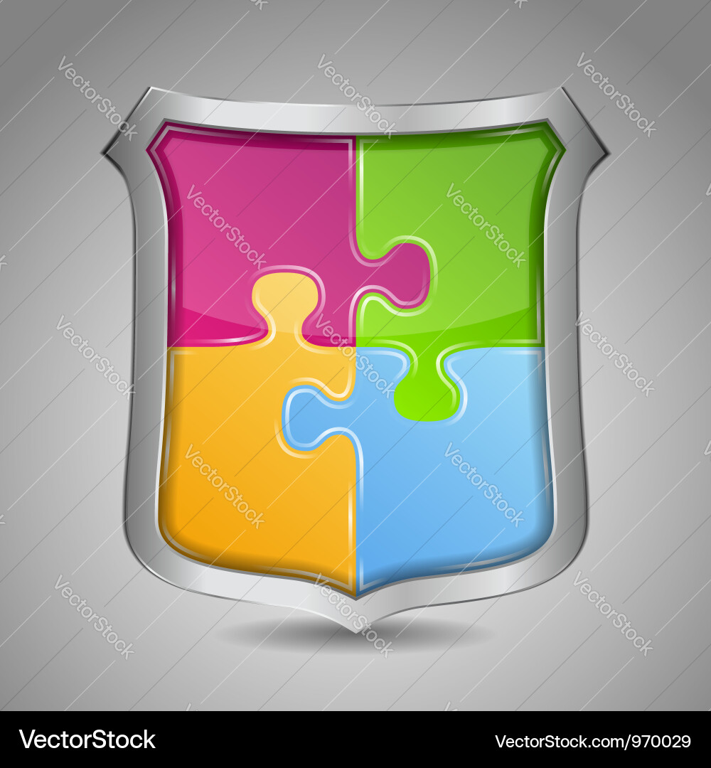 Puzzle Shield with Security Elements Vector Image