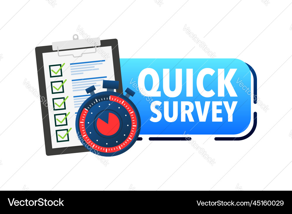 Quick survey badge icon check list and stopwatch Vector Image