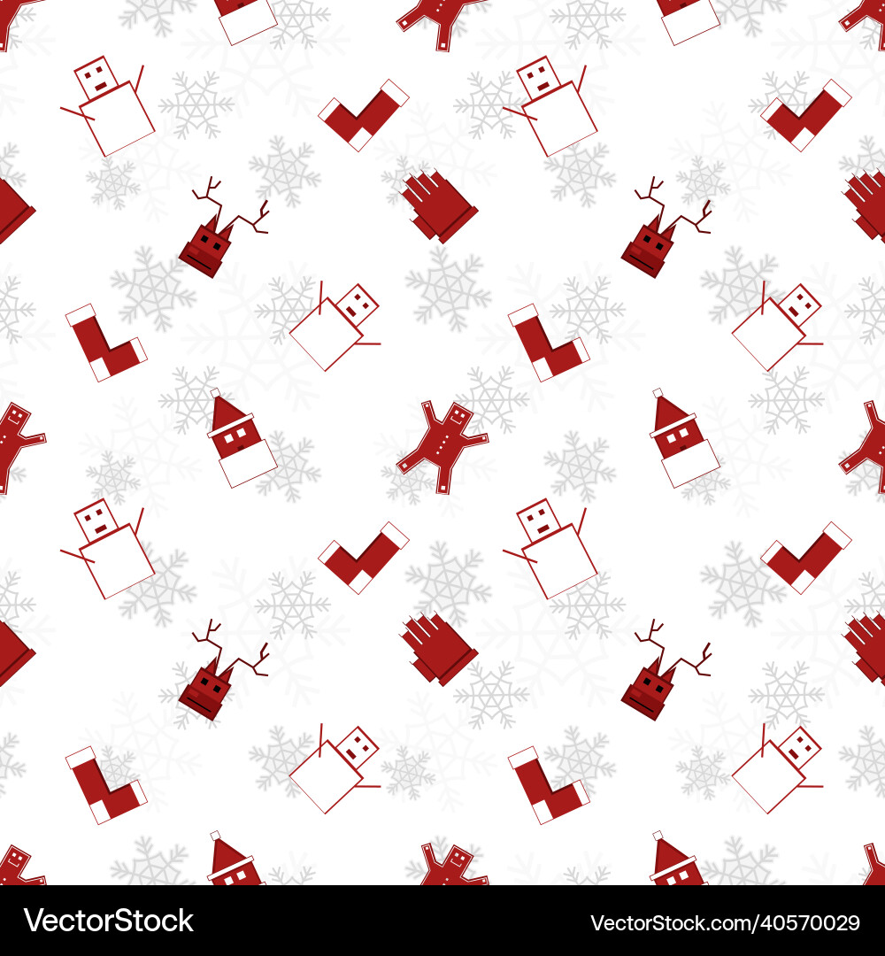 Red christmas object silhouette repeat pattern Red christmas object silhouette repeat pattern vector image