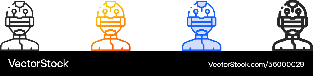 Robot iconthin linear gradient blue stroke Robot iconthin linear gradient blue stroke vector image