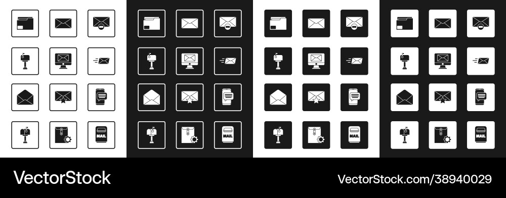 Set delete envelope monitor and mail box Set delete envelope monitor and mail box Vector Image