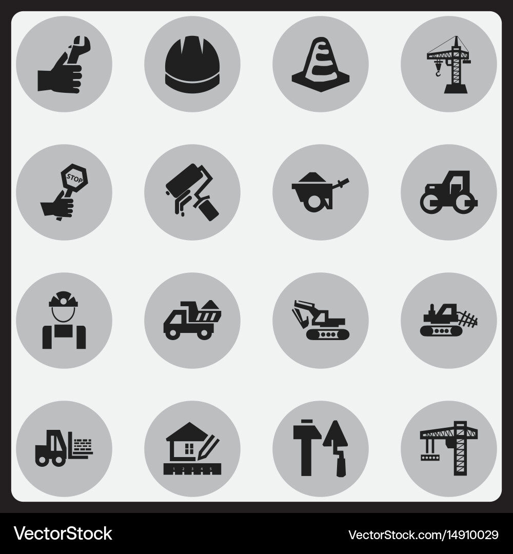 Set of 16 editable building icons includes Vector Image