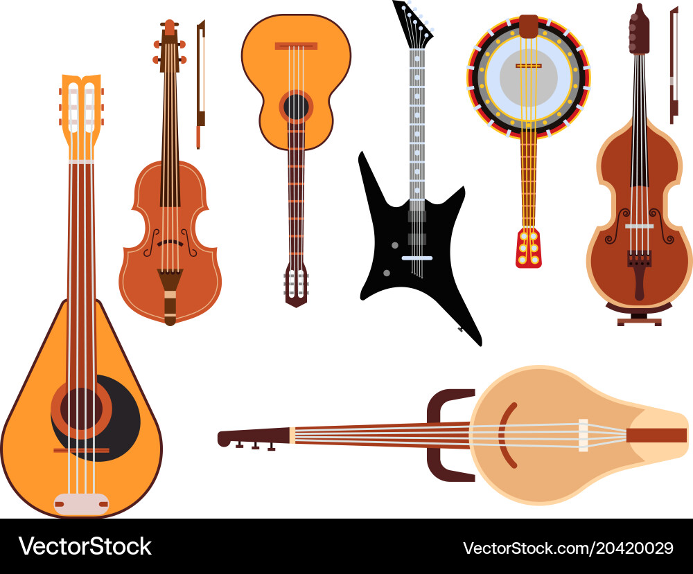 Set of stringed musical instruments classical Vector Image