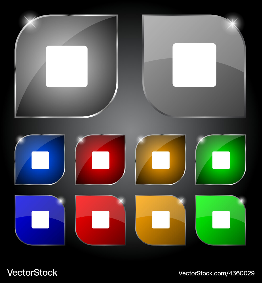 Stop button icon sign set of ten colorful buttons Vector Image