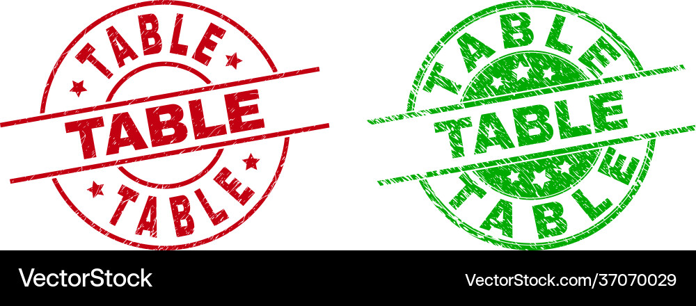 Table round seals using unclean texture Vector Image