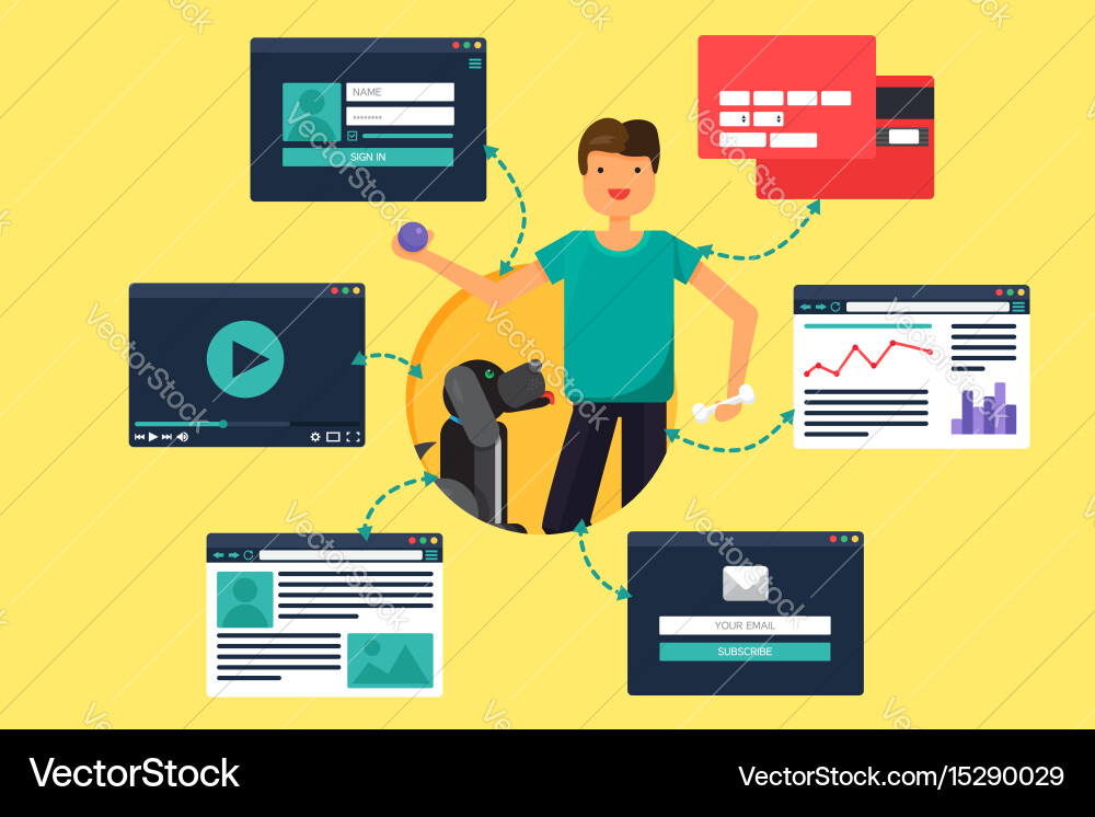 Web virtual socail network vector image