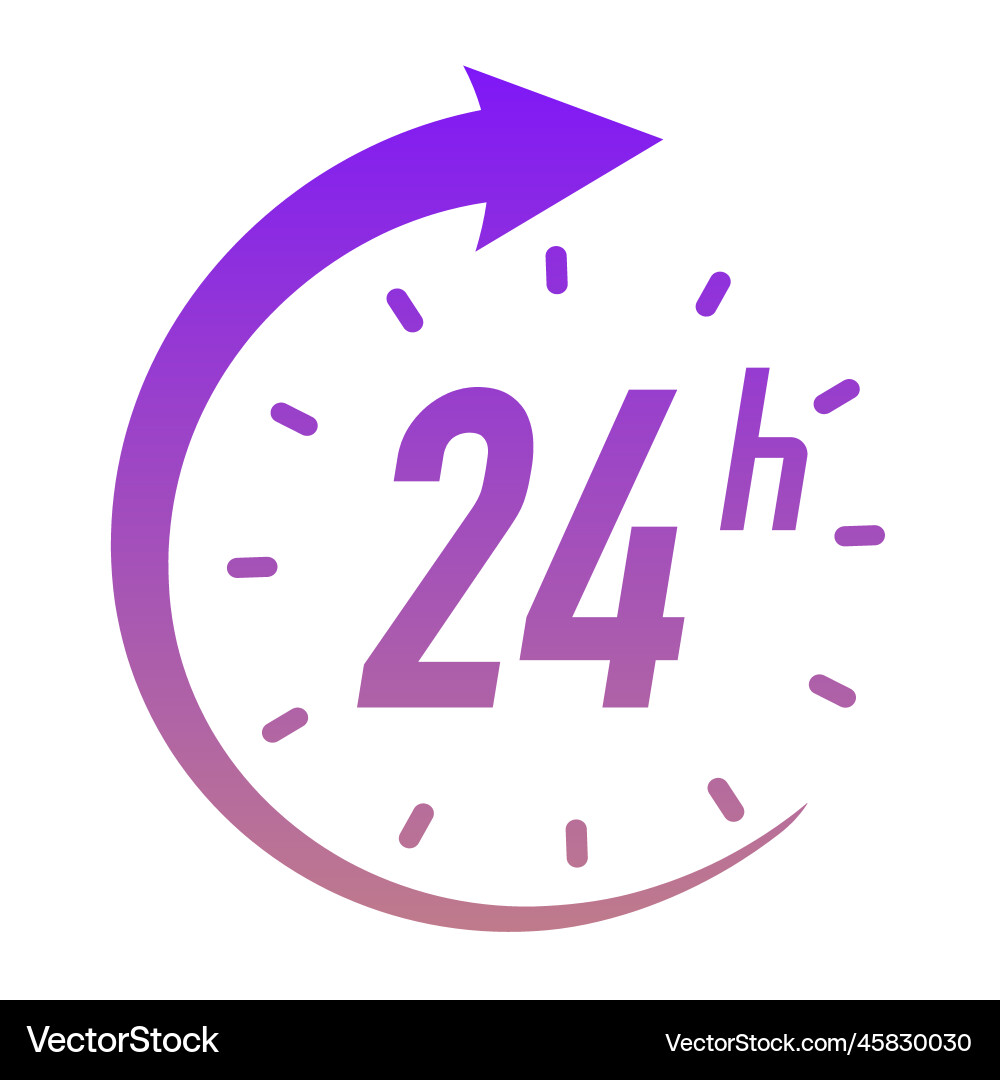24 hours timer symbol gradient color 24 hours timer symbol gradient color vector image
