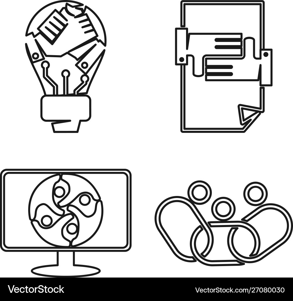 Bulb paper computer commitment teamwork together Bulb paper computer commitment teamwork together Vector Image