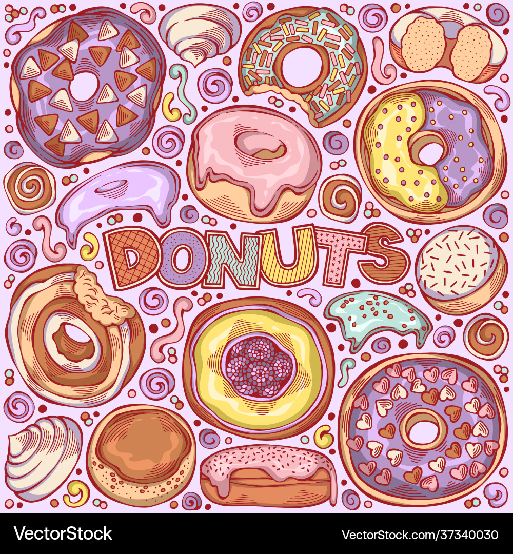 Collection with objects and symbols donuts Vector Image