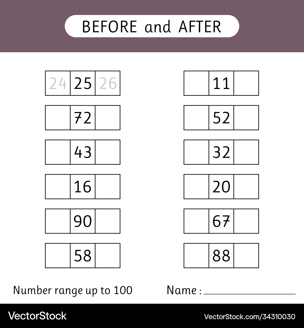 Fill in missing numbers before and after vector image