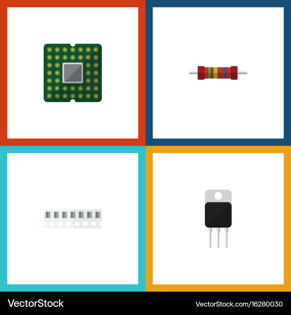 Flat icon device set of unit memory resistance vector image