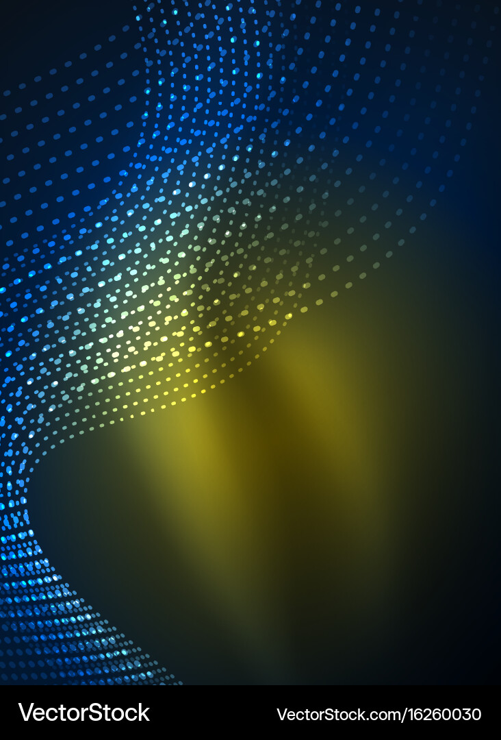 Glowing wave created with particles on dark color vector image