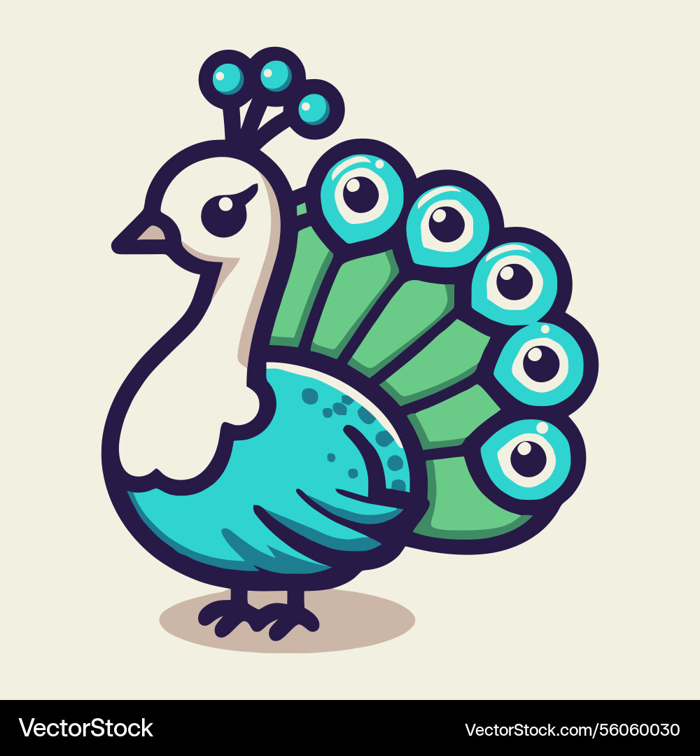 Graceful and colorful peacock bird with open tail Vector Image