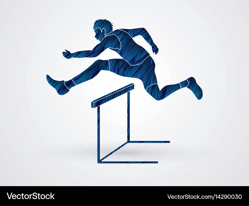 Hurdler Running Obstacle Course Vector Image