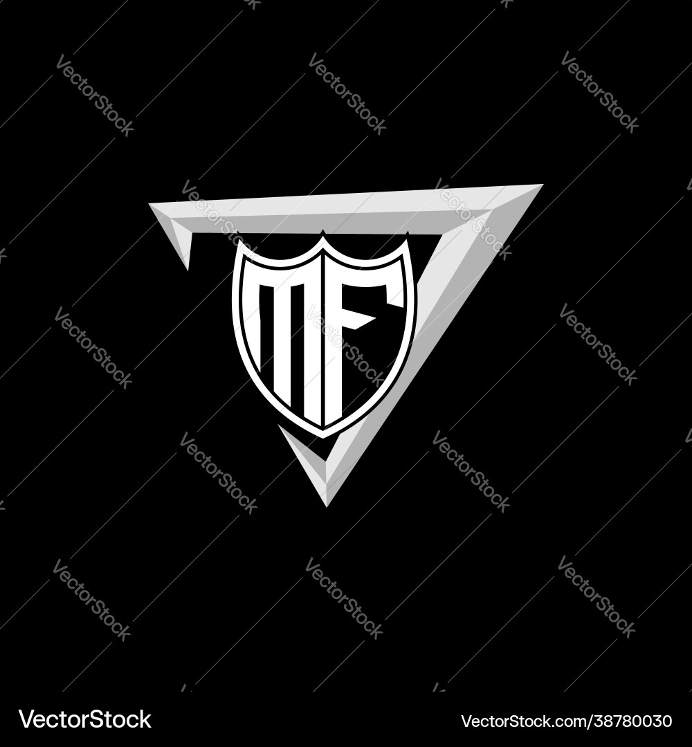Initial letter m f shield shape with triangular Initial letter m f shield shape with triangular Vector Image