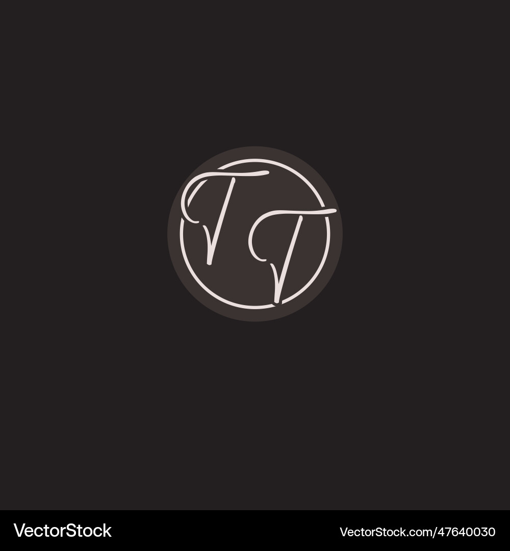 Initials tt logo monogram with simple circle line Initials tt logo monogram with simple circle line vector image