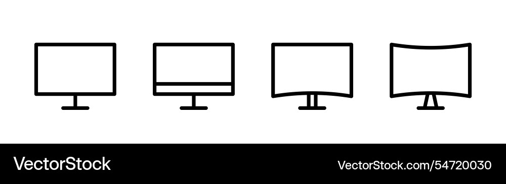 Monitor icon in line pc screen icons set computer Vector Image