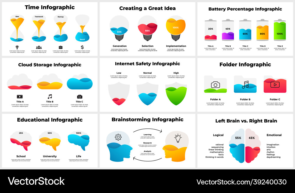 Multipurpose infographics pack presentation slide Vector Image