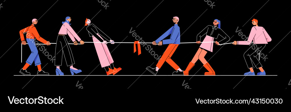 People pull rope in tug of war competition People pull rope in tug of war competition vector image