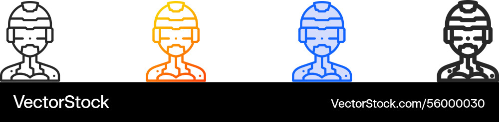 Robot iconthin linear gradient blue stroke Vector Image