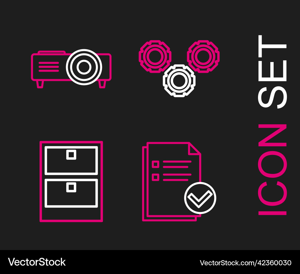 Set line document and check mark archive papers Vector Image
