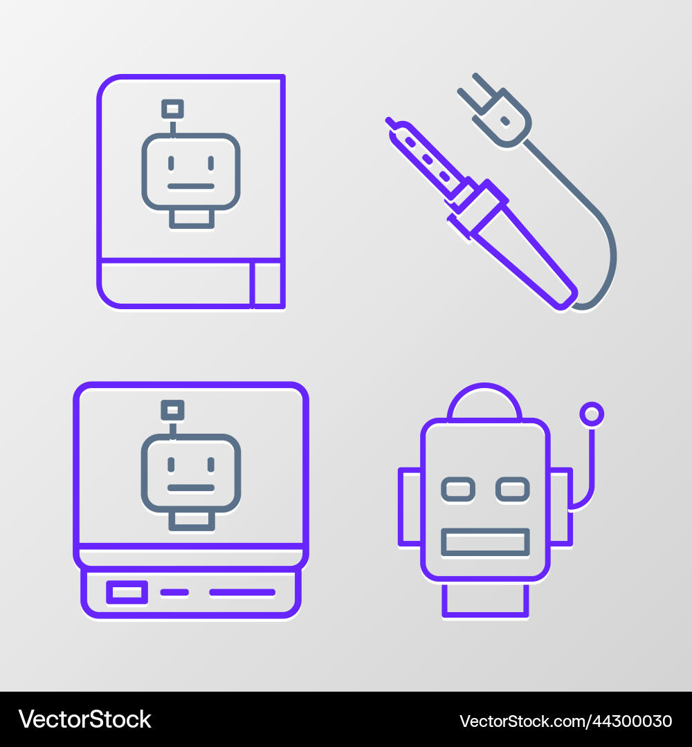 Set line robot soldering iron and user manual Set line robot soldering iron and user manual vector image