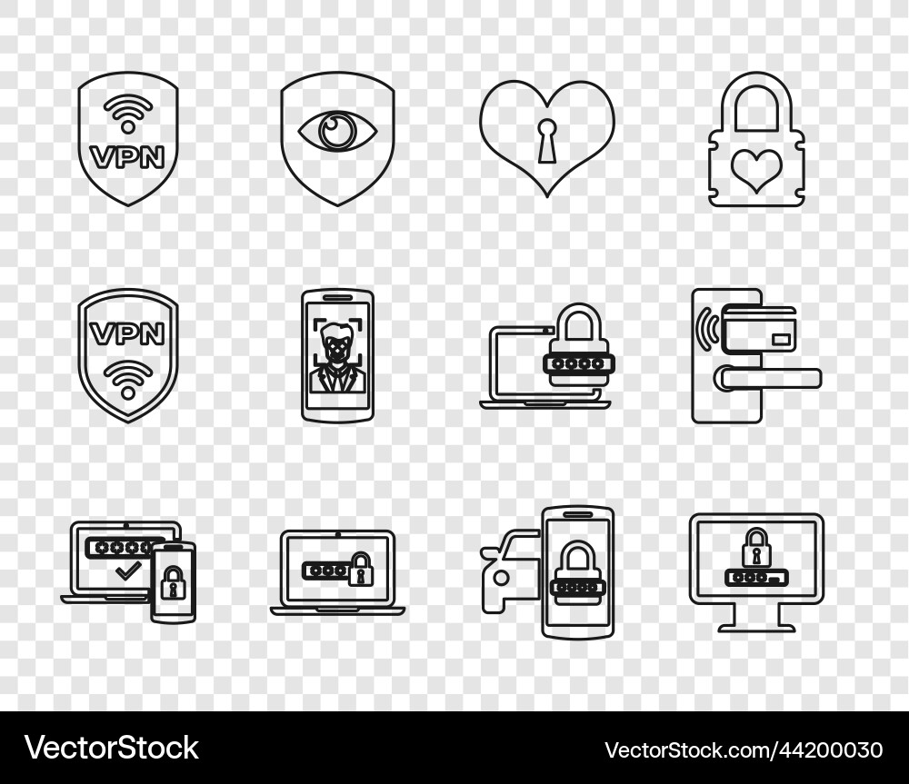 Set line two steps authentication monitor Set line two steps authentication monitor vector image