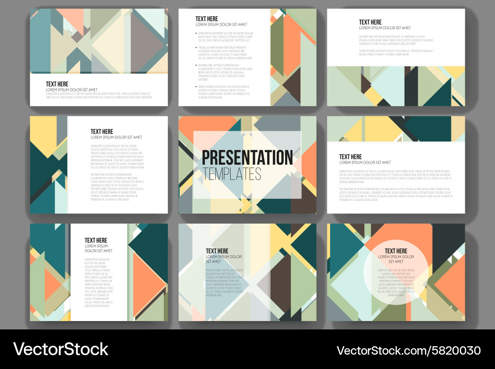 Set of 9 templates for presentation slides vector image