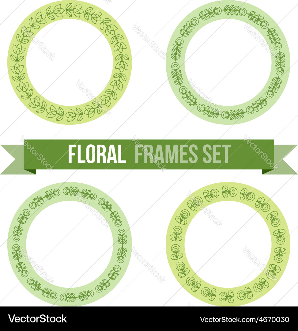 Set of design elements - round floral frames vector image