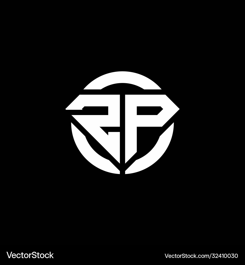 Zp monogram logo with diamond shape and ring Vector Image