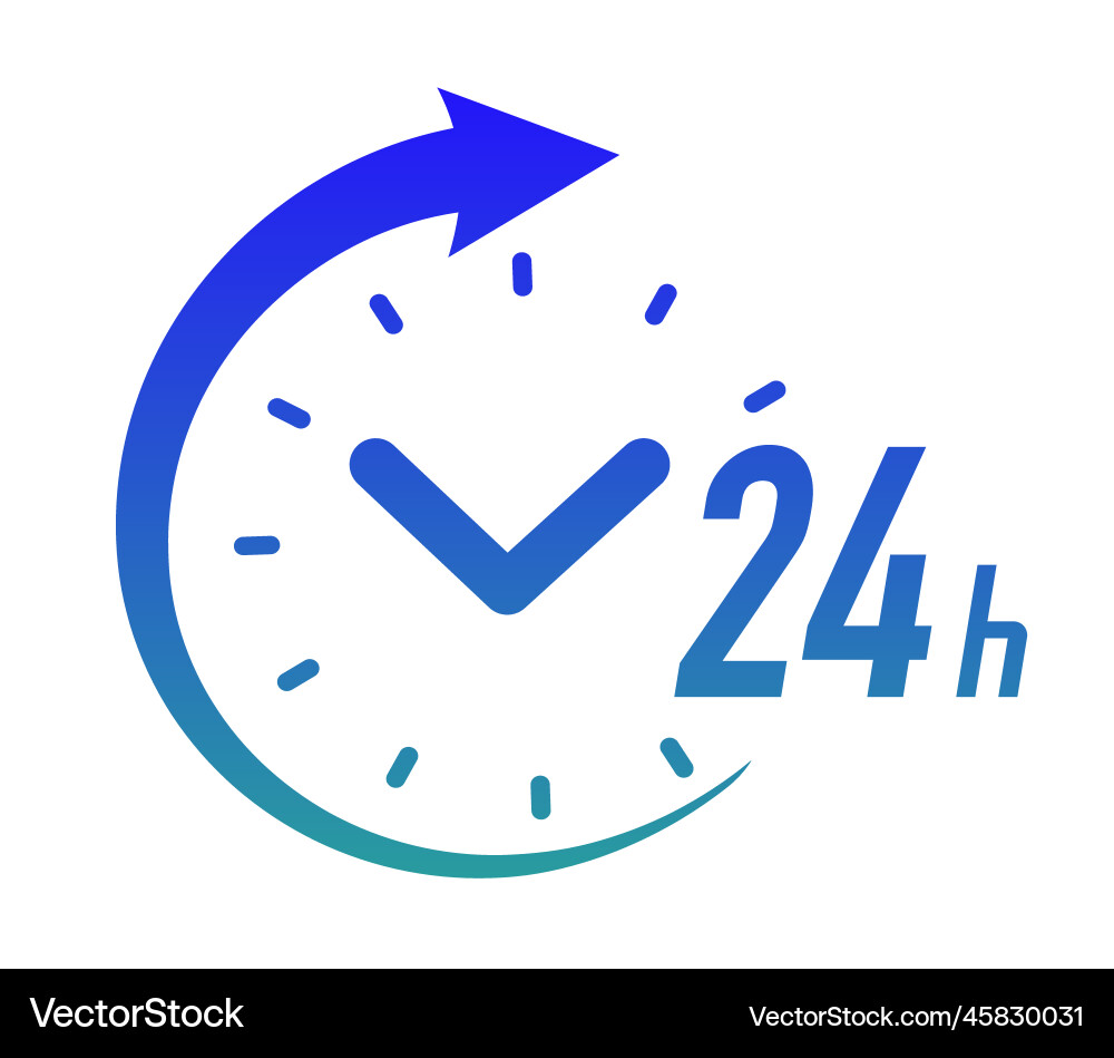 24 hours timer symbol black color 24 hours timer symbol black color vector image