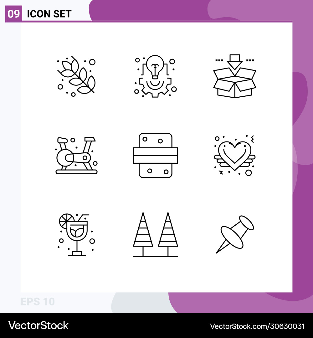 9 user interface outline pack modern signs Vector Image