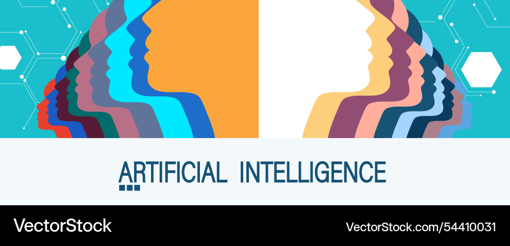 Artificial intelligence and computer technology Artificial intelligence and computer technology vector image