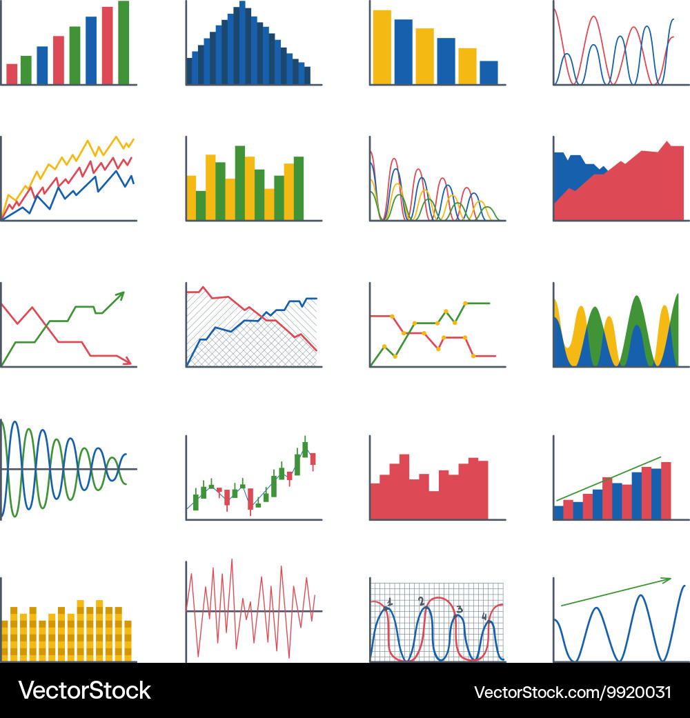 Business data graph analytics elements vector image