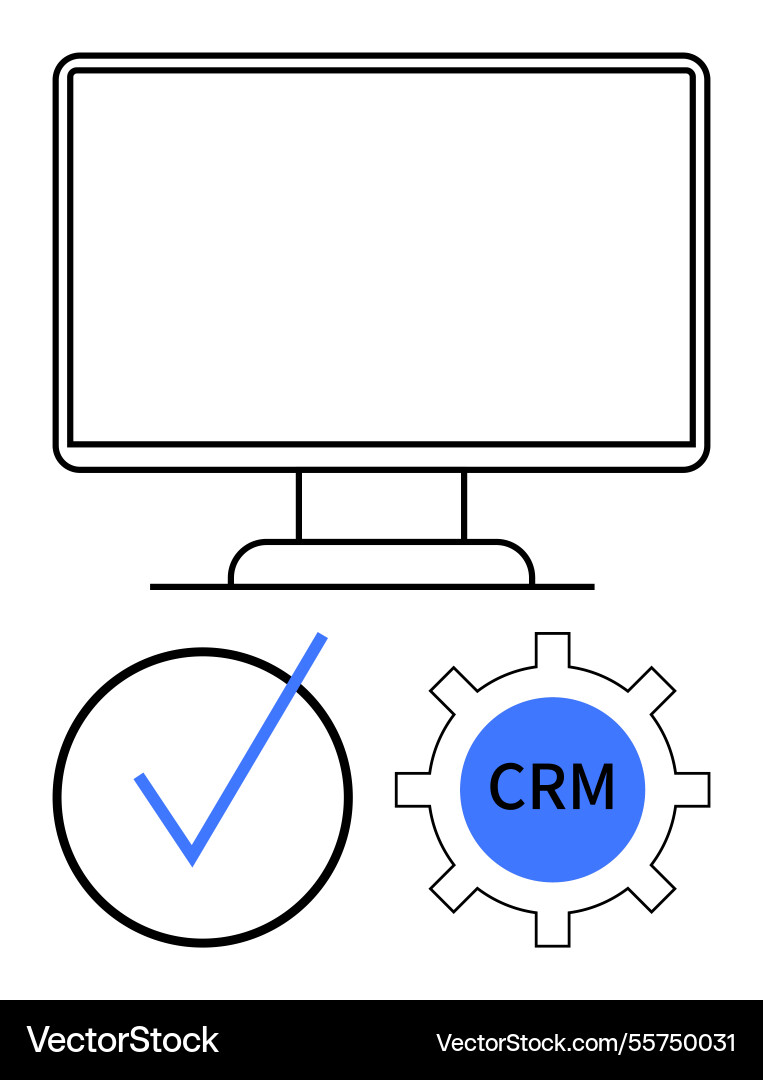 Crm system integration concept with monitor Crm system integration concept with monitor vector image