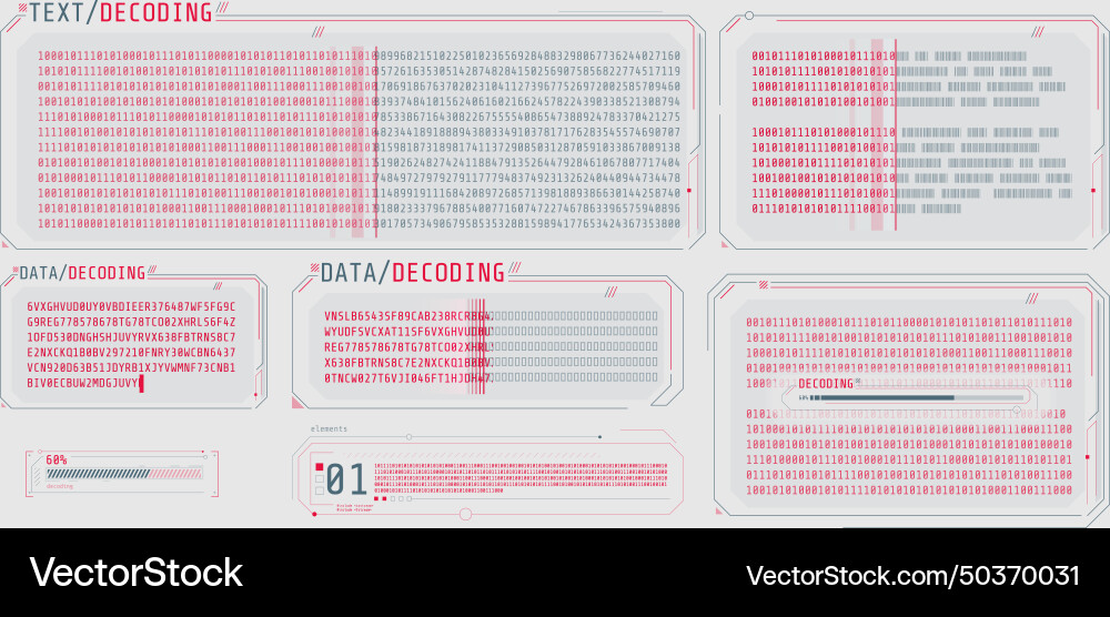 Data entry and text decoding on futuristic vector image