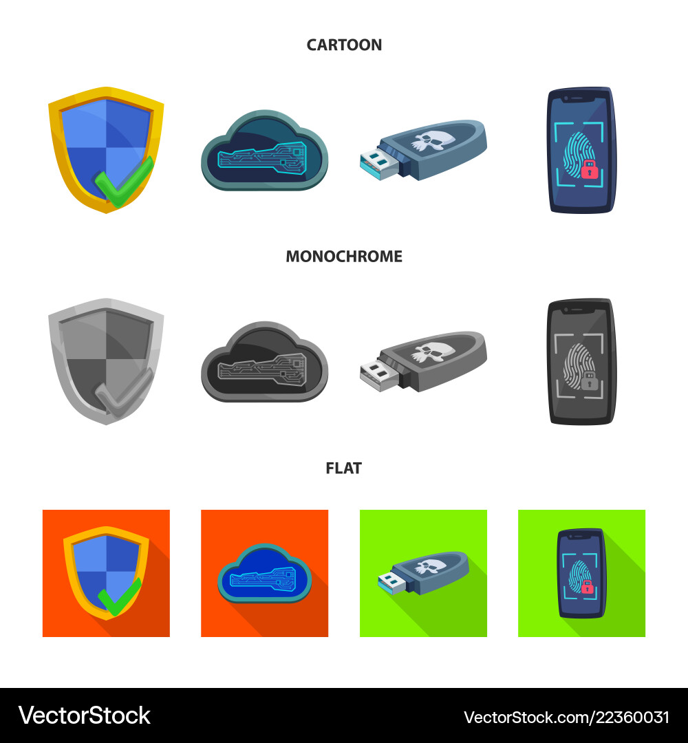Design of virus and secure sign set vector image