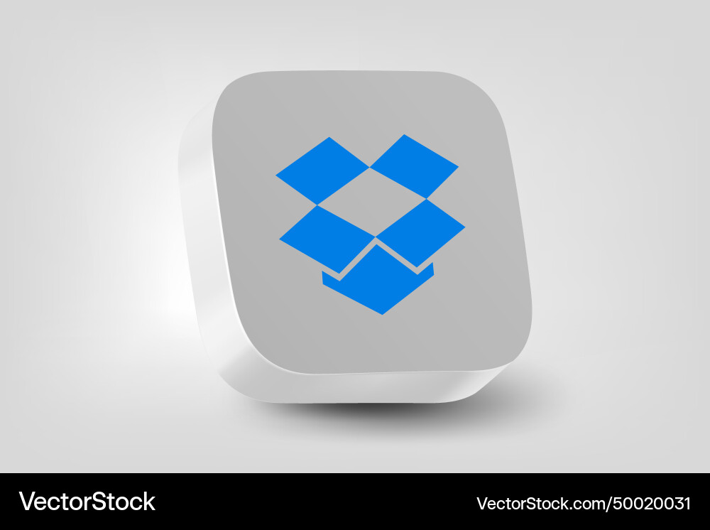 Dropbox application 3d icon on grey background vector image